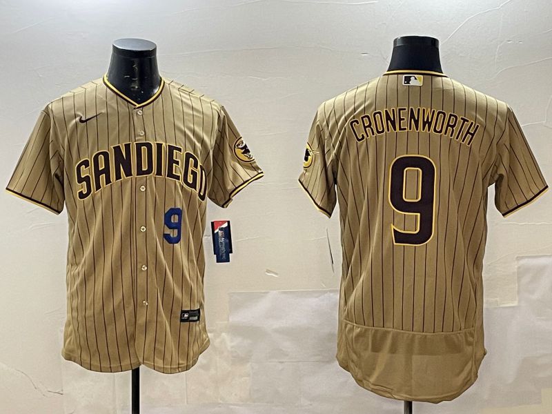 Men San Diego Padres #9 Cronenworth Brown Stripe Elite 2025 Nike MLB Jersey style 3